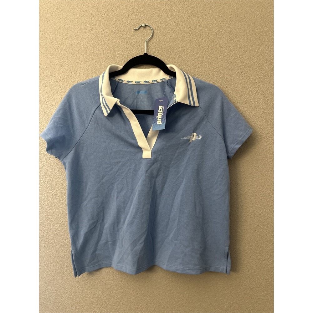 NWT‎ Prince Pickleball Women's Short Sleeve Polo Shirt Light Blue Size Small